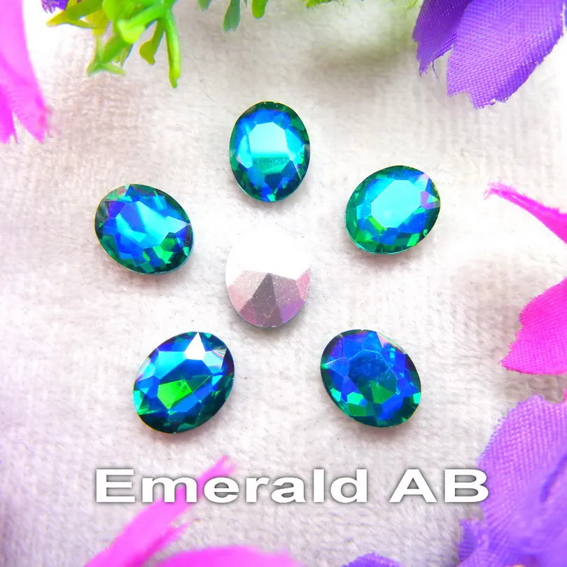 С плоским основанием АВ цвета 4*6*6*8*8*10, 10*14 13*18 18*25 20*30 мм овальные стеклышки клей для кристалов горный хрусталь бисерный орнамент аксессуары отделка «сделай сам» - Цвет: A4 Emerald aB