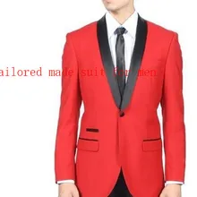 Свадебный костюм мужской костюм Красный смокинг жениха шаль лацкан одна кнопка лучший мужской свадебный костюм Выпускные платья(куртка+ брюки+ галстук