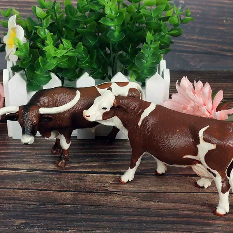 Oenux Farm Animals Cow Simulation Cattle Calf Bull OX Model Action Figures Wild Buffalo Figurines PVC Education Toy For Kid Gift