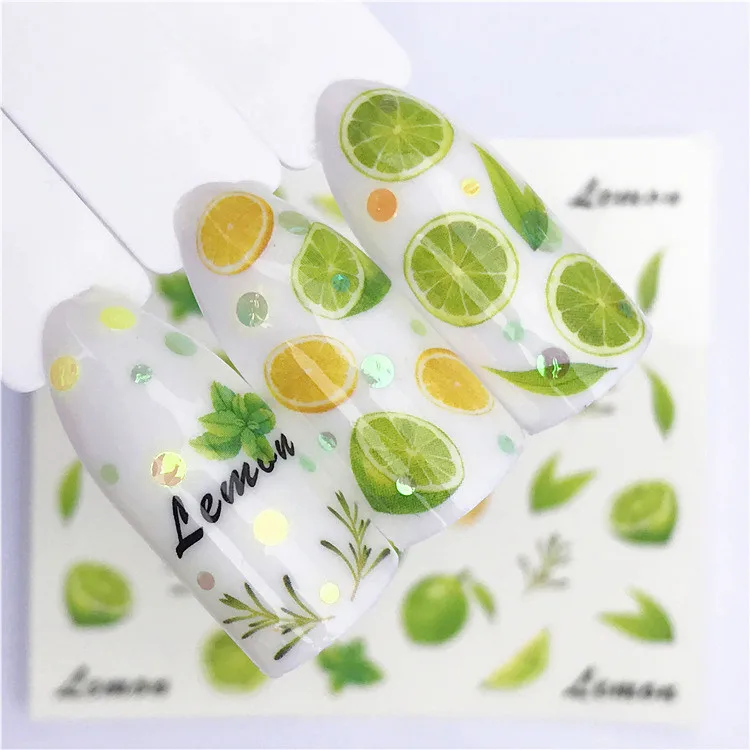

1 pcs Fruit Christmas Nail Stickers Flowers pPlants Water Decal Cat Pattern 3D Manicure Sticker Nail Art Decoration m2R02