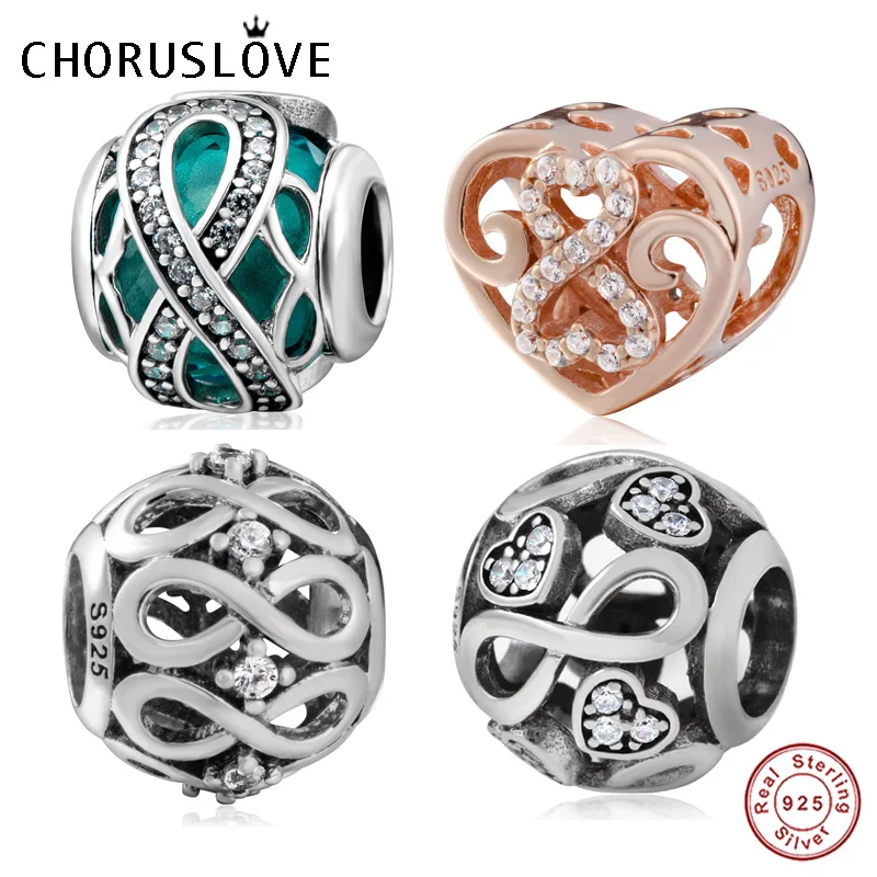 

Choruslove Sparkling Infinite Love Charm 925 Sterling Silver Beads Fit Original Pandora Charms Valentine's Day Bracelets Jewelry