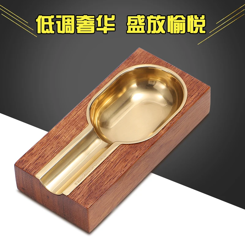

LUBINSKI Rectangular Shape Metal & Wooden Cigar Ashtray For Travel & Indoor