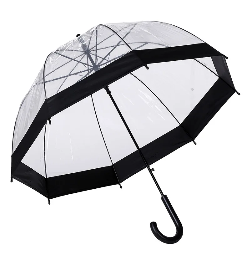 1 шт. пластиковый прозрачный зонтик с длинной ручкой, женский зонтик с грибами, Зонт от дождя, полуавтоматический женский зонтик Y34