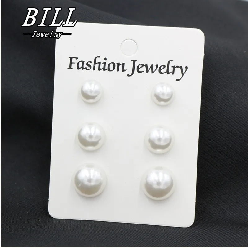 

ES2096 Simple Brincos 3pairs Three Sizes Simulated Pearl Stud Earrings Sets For Women Fashion Ear Jewelry Cute Wedding Earring