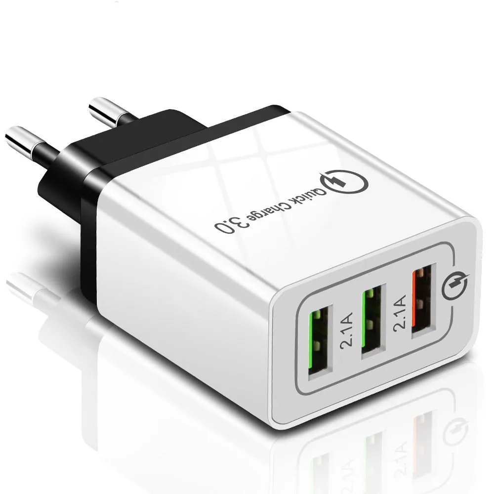 

3 Ports Quick Charger QC 3.0 USB Phone Charger Fast Charger EU/US Plug Mobile Phone Charger for phone for Samsung S8 S9