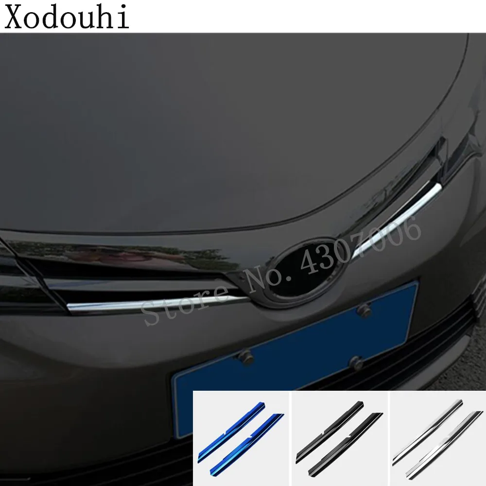 

Car Stainless Steel trim Front upper Grid Grill Grille molding Stick frame 2pcs For Toyota Corolla Altis 2017 2018 2019