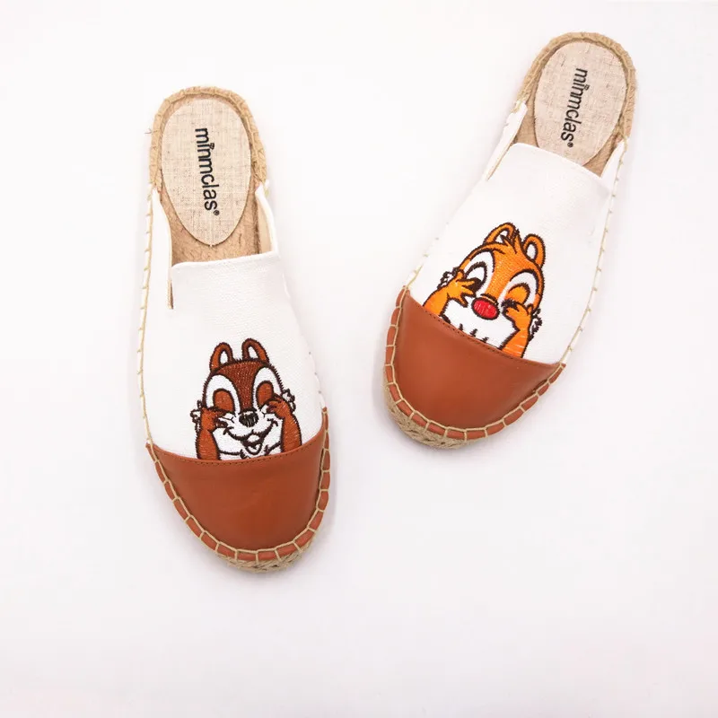 

women slipper linen platform Fabric Flat Slides fisherman shoes Low loafer closed toe woman slides flax heels mule lady