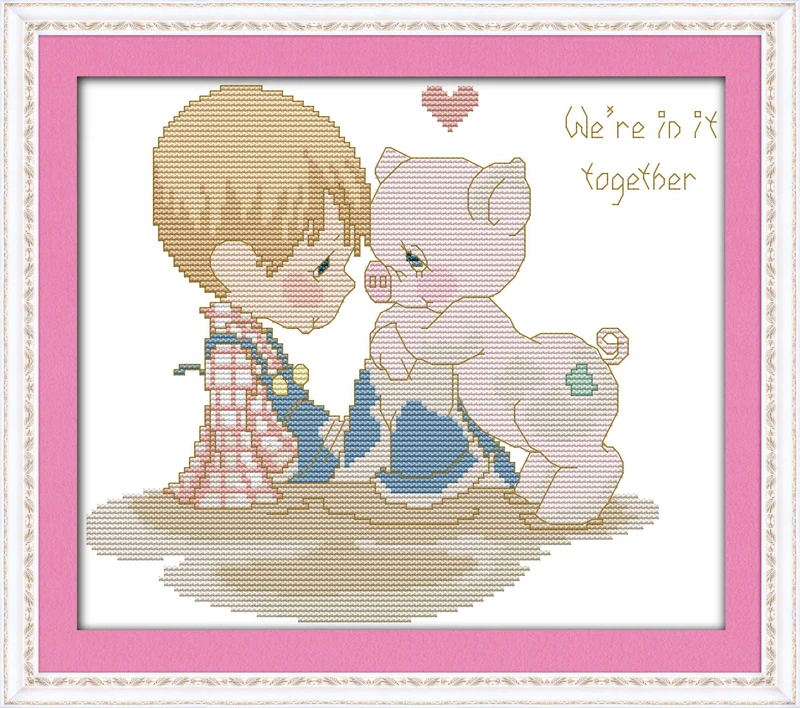 

We are together , counted printed on fabric DMC 14CT 11CT Cross Stitch kits,embroidery needlework Sets, Home Decor