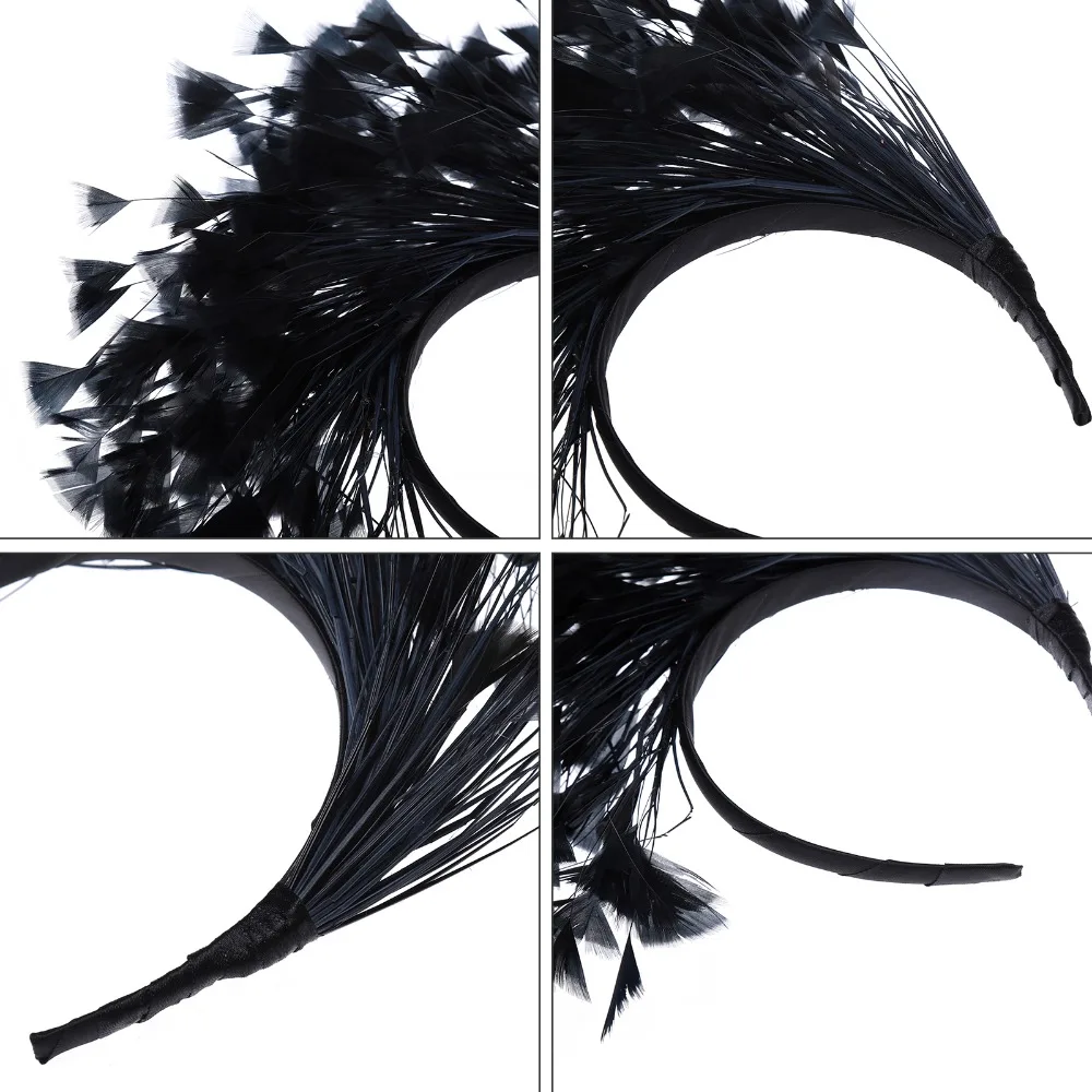 WELROG/Новинка; повязка для волос с перьями; повязка на голову для женщин; однотонная лента для волос; обруч для волос с лебедем; маскарадный коктейльный головной убор