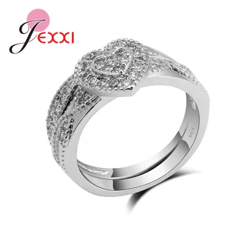 

Cross Finger Ring for Engagement Exquisite Heart Africa Crystal Women 925 Sterling Silver Jewelry Engrave Female Anel