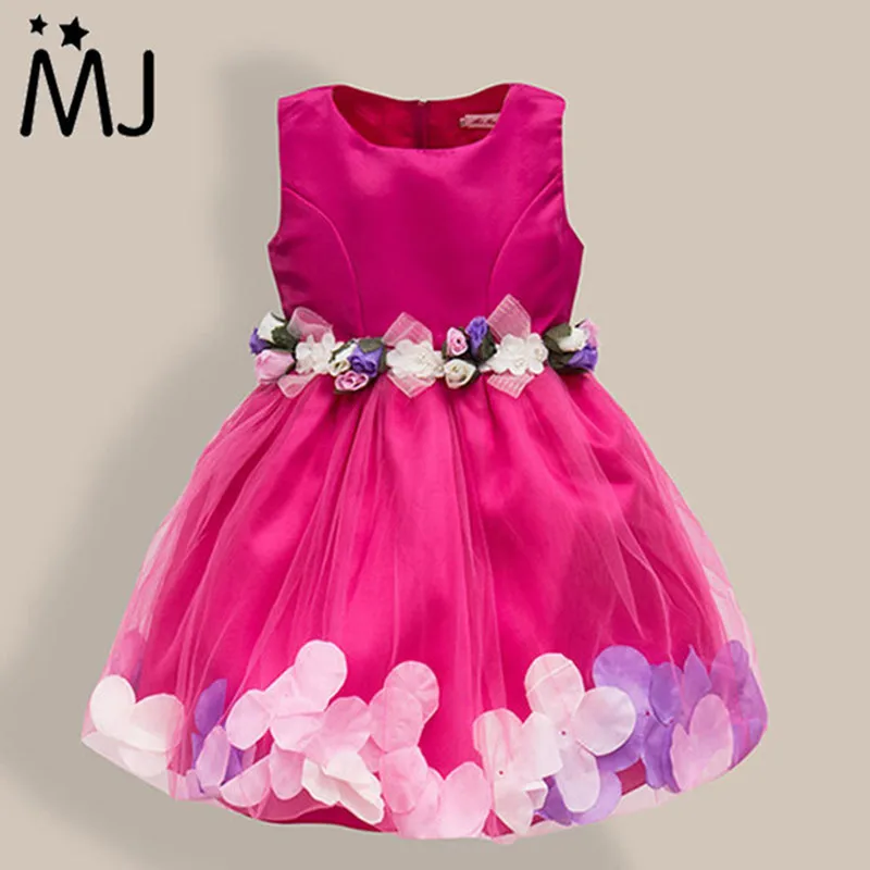 

New Fashion Sequin Flower Dress Party Birthday Wedding Princess Toddler Baby Girls Clothes Children Kids Lycra Dresses