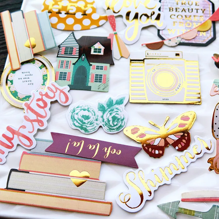 YPP CRAFT 70pcs My Story Colorful Cardstock Die Cuts for Scrapbooking Happy Planner/Card Making/Journaling Project DIY Craft