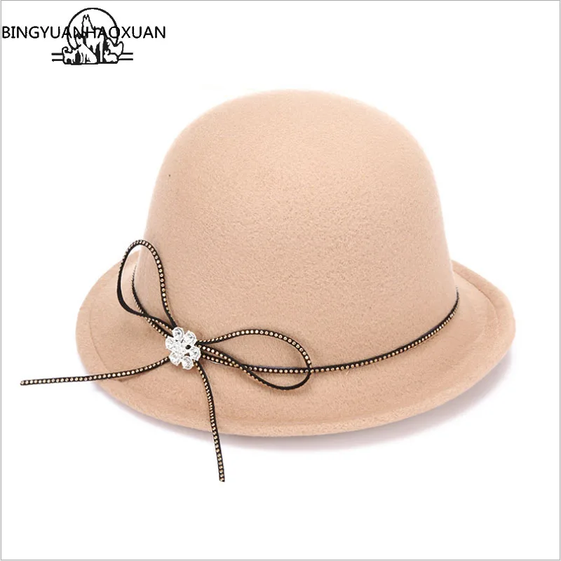 

BINGYUANHAOXUAN Women's 2018 Autumn Winter Fedora Hat Jazz Wool 2018 New Arrival Fashion Top