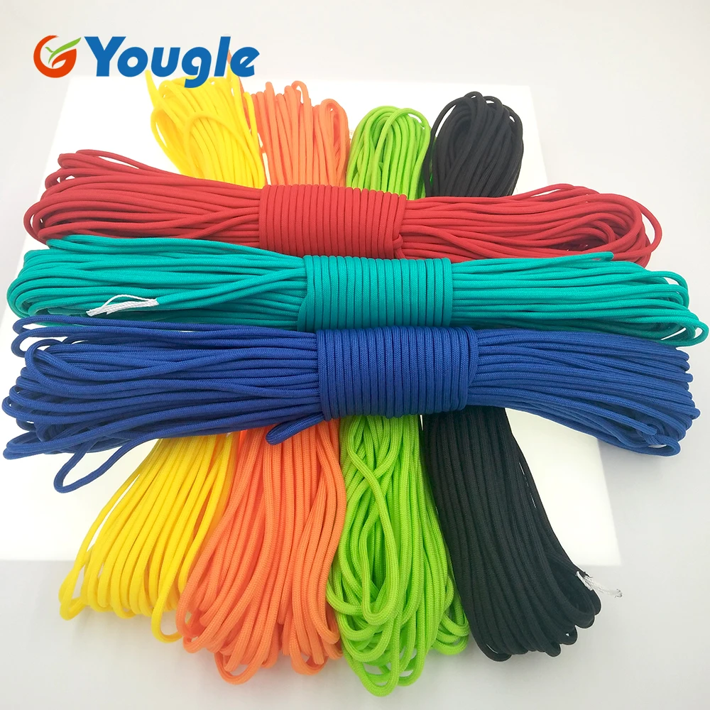 YOUGLE 50-100 قدم 550 Paracord المظلة الحبل الحبل مل المواصفات النوع الثالث 7 ستراند كور التخييم المشي الطوارئ بقاء الحبل