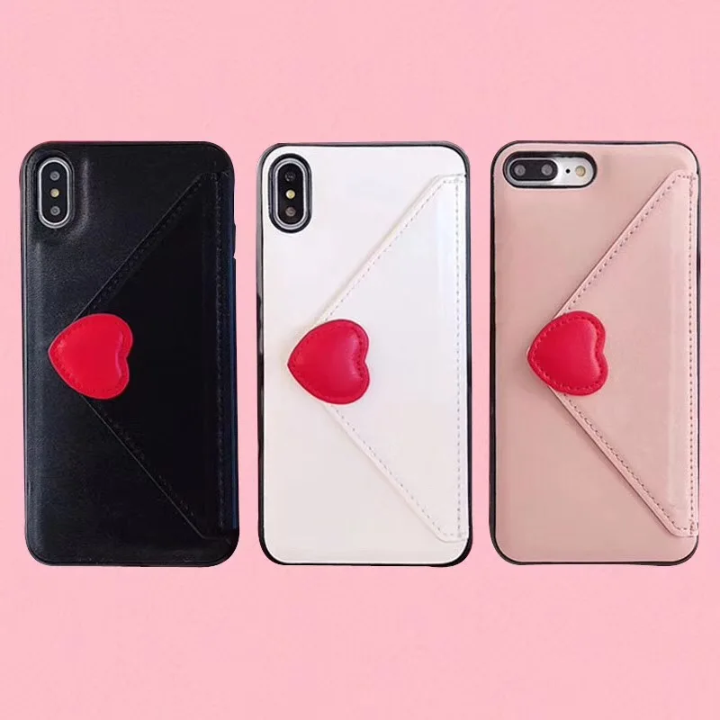 

For iPhone 6S 7 Plus 8 8P XR XS Max Heart Love Premium Leather Wallet Card Slot Phone Cover Case Flip With Stand