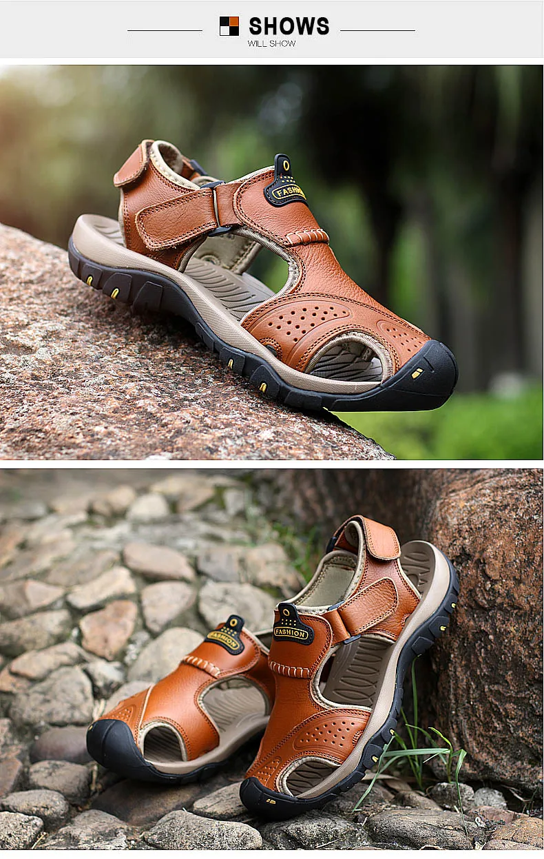 Men Summer Sandals Genuine Leather Casual Shoes Man Roman Style Beach Sandals Brand Men Summer Shoes Big Size 39-46 (14)