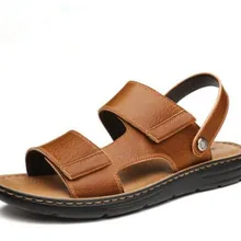 Летние Британские кожаные пляжные сандалии на липучке мужские римские модные сандалии удобная повседневная мужская обувь на толстой подошве