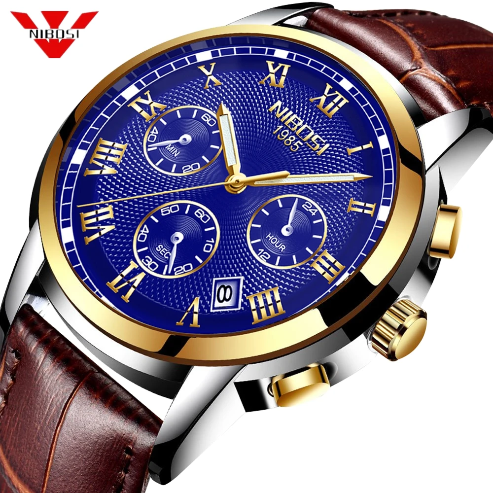  NIBOSI Luxury Brand Waterproof Military Sport Mens Watches Men Silver Steel Quartz Analog Sport Wat
