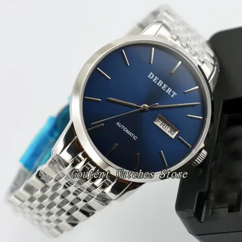 

40mm Debert Stainless Steel Bracelet Silver Case Blue Dial Automatic Men's Watch