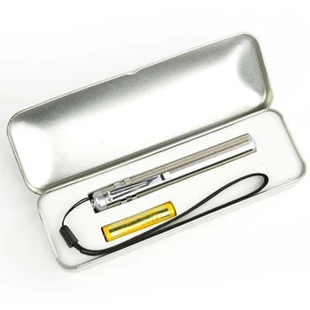 

50pcs/lot Ultra Bright Portable Mini Keychain LED Flashlight Torch Round Moon Shape Light + AAA Battery + Metal Box Kit