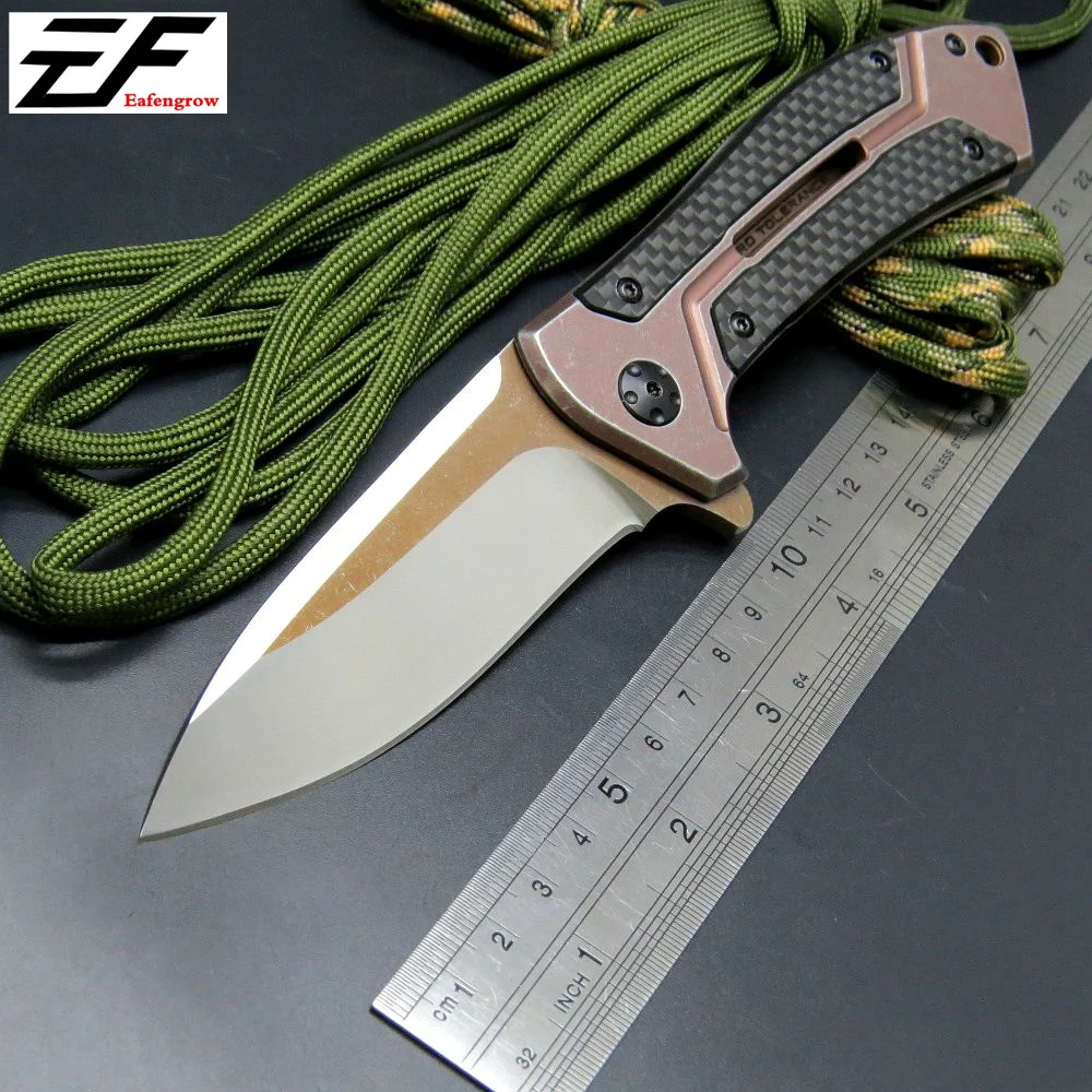 Eafengrow 0801 Folding Blade Knife D2 Blade Carbon Fiber Steel Handle
