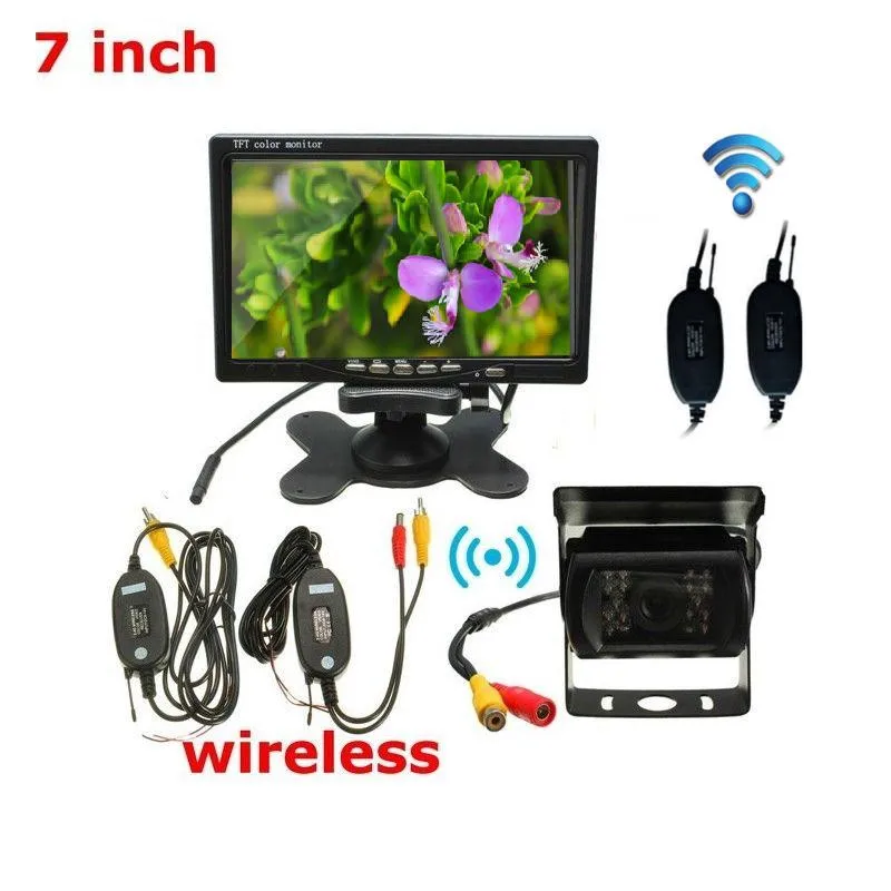 

7" TFT LCD Car Rear View Backup Monitor+Wireless Parking Night Vision Camera Kit dash camera 4k dvr car recorder dashcam dual