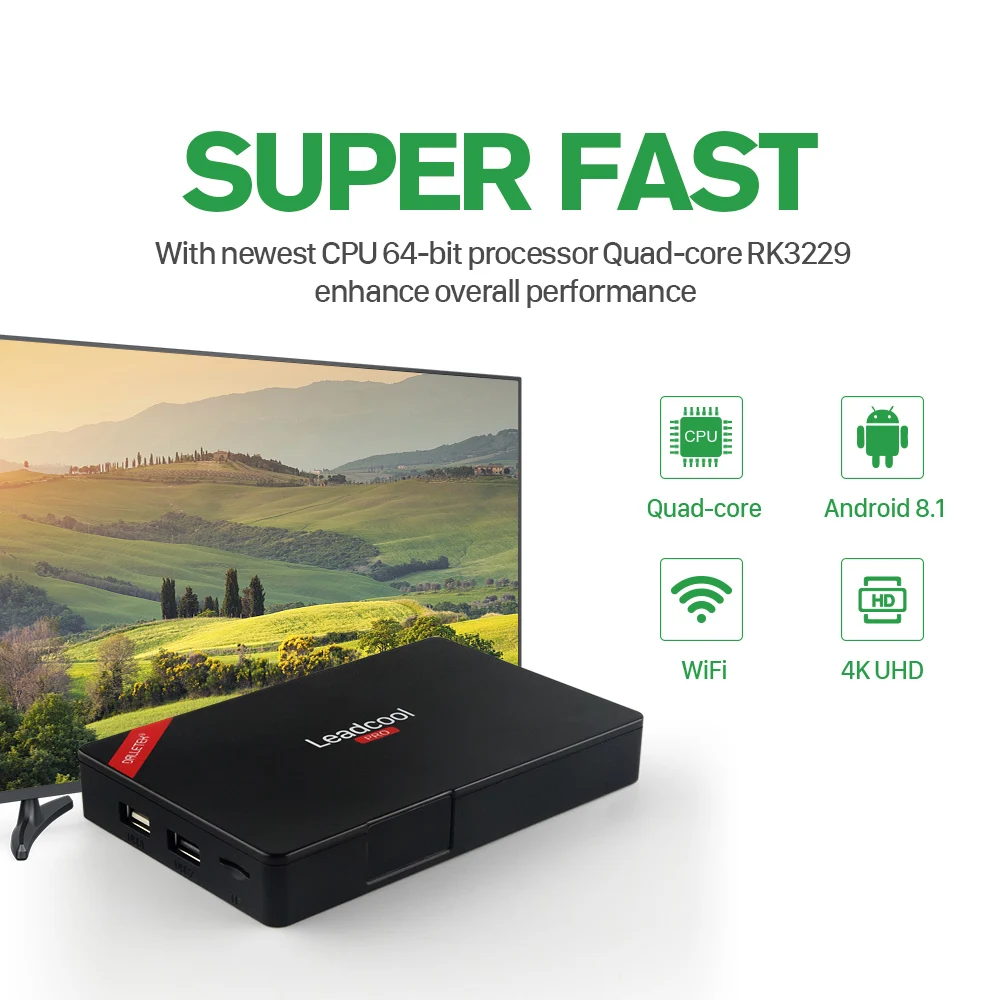 Arabic France Subscription IPTV Leadcool Pro RK3229 Android 8.1 2G+16G Belgium Netherlands QHDTV IPTV 4K Decoder 1 Year Box     