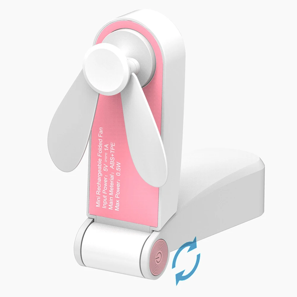 Портативный мини-вентилятор Карманный складной Регулируемый скорость ветра ручной персональный USB Перезаряжаемый вентилятор для дома и офиса путешествия на открытом воздухе - Цвет: 8.8x3.5cm pink