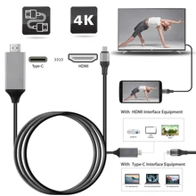 USB 3,1 type C к HDMI 4 K/1080 P Кабель-адаптер 2 м type C к HDMI кабель для MacBook samsung Galaxy S9/S8/Note 9 huawei USB-C HDMI