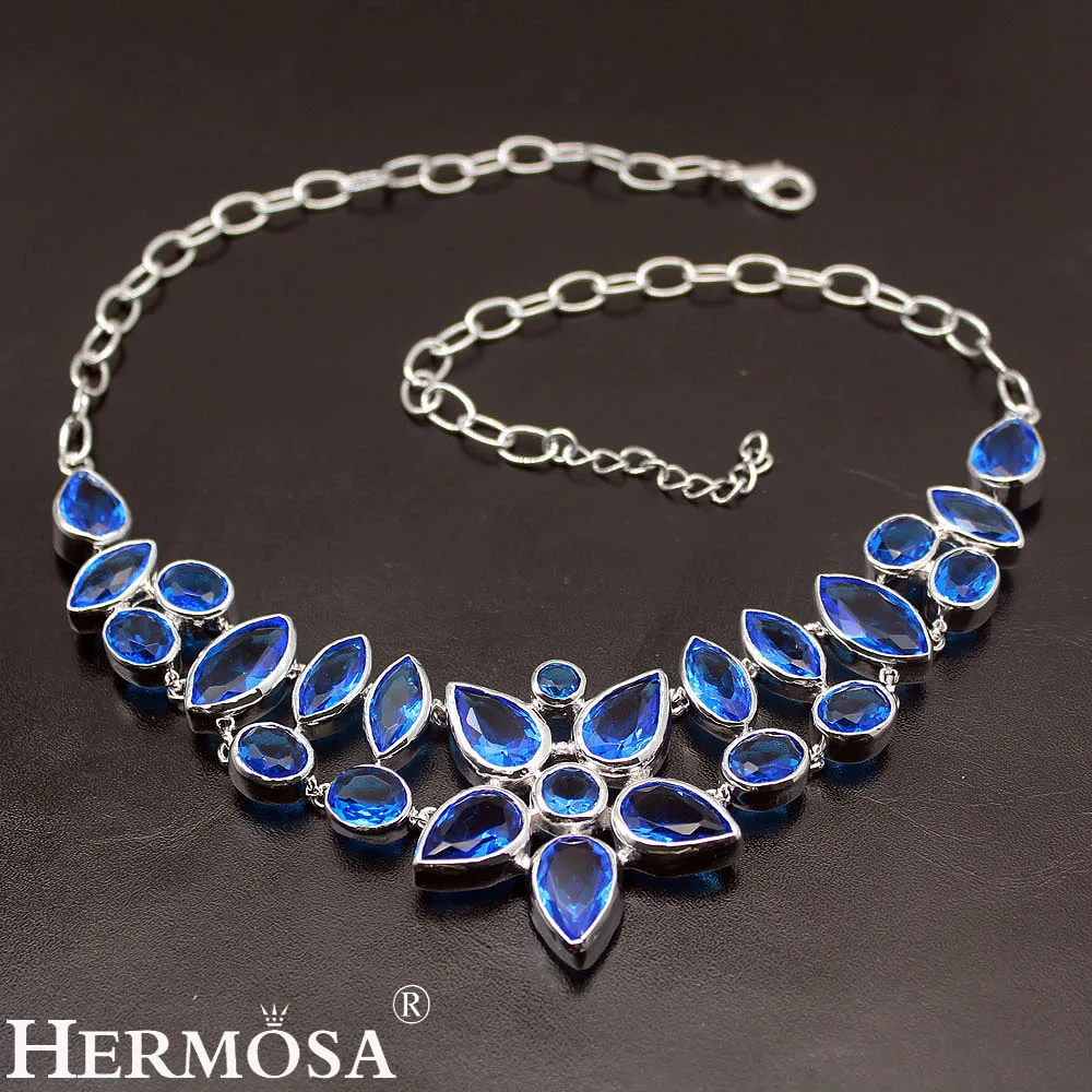 Hermosa Queen Design NEW Style Ocean Bluetopaz Women Ladies Jewelry Charms Necklaces 20 Inch Free Shipping | Украшения и