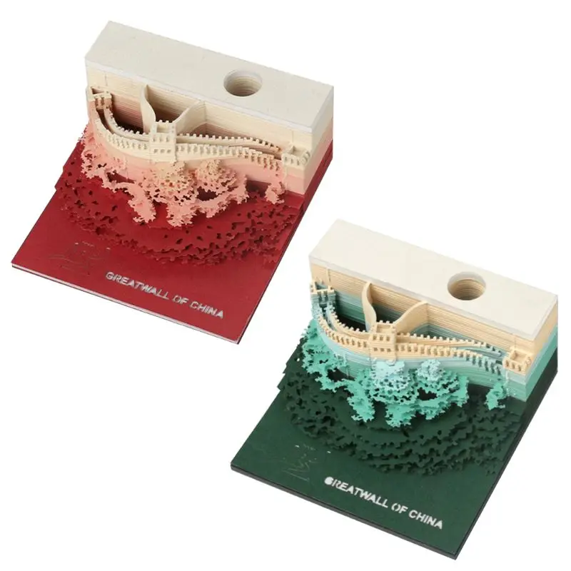 

Art Building Block DIY 3D Great Wall Memo Notes Pads Convenience Stickers Papers Card Art Crafts