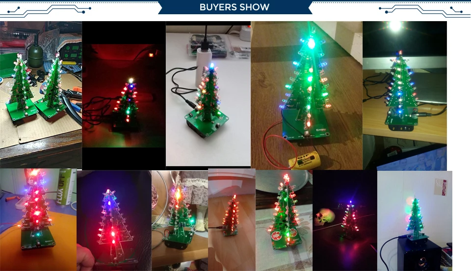 DIY Electronic Kit 7 Colors 3D Christmas Tree LED Flash Kit ThreeDimensional Colorful RGB LED
