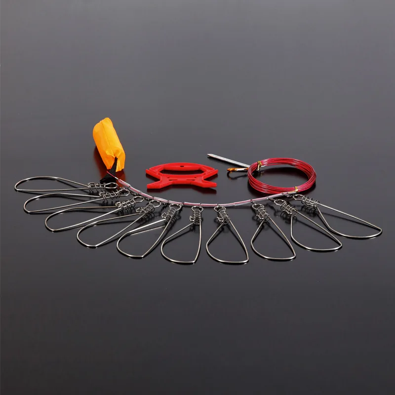 

5m Fishing Lock Buckle Stainless Steel 5/10 Snaps Chain Stringer With Float Live Fish Lock Belt Fishing Tackle Tool Accessory
