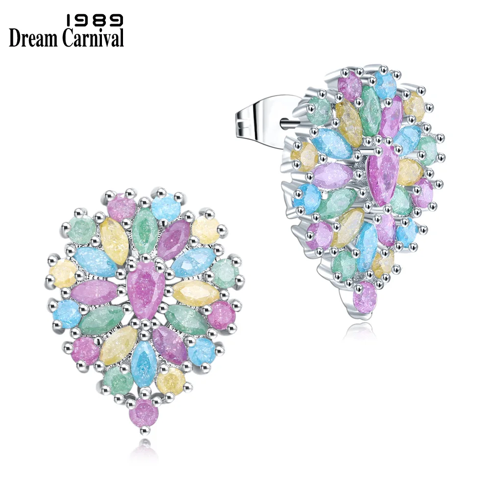 

Dreamcarnival 1989 Pretty Drop Shape Mixed Pastel Colors Stud Earrings for Women Rainbow Zircon Wholesales Discount Pendientes
