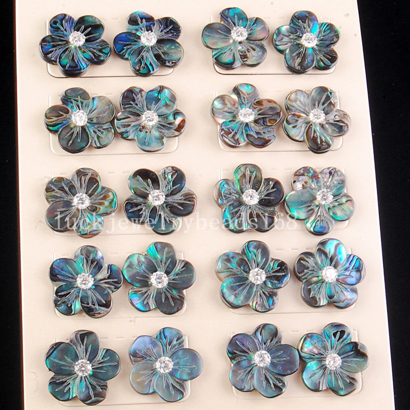 

Free Shipping Fashion Jewelry Beautiful New Zealand Ablone Shell Flower Earrings Stud Wholesale 10 pairs C4243