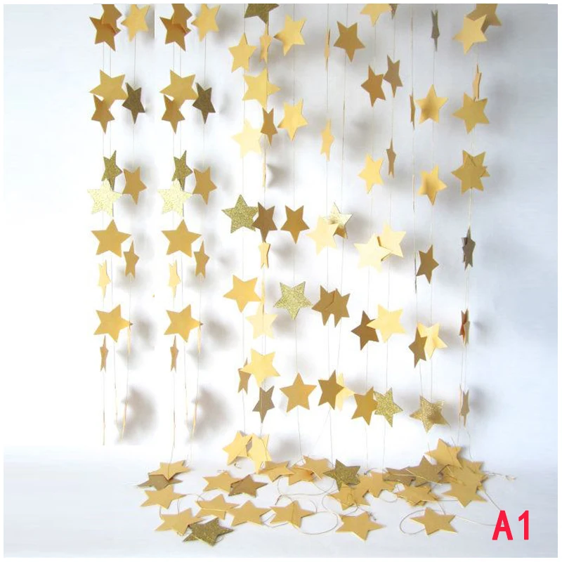 4 м мерцающие маленькие бумажные блестки серебряная звезда гирлянды сверкающие Свадебные украшения на день рождения принадлежности для девочек Декор для спальни - Цвет: A1