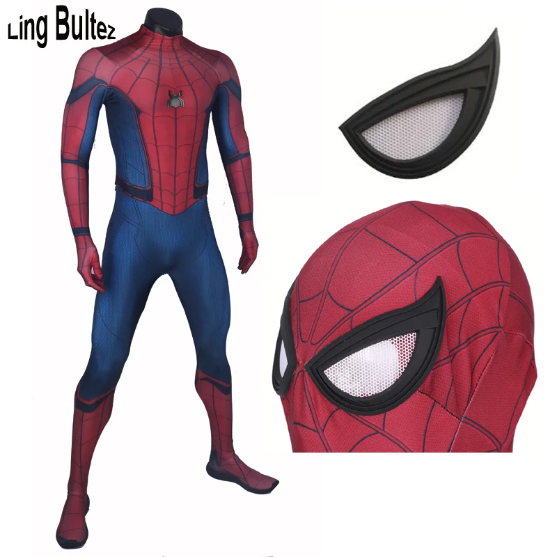 

Ling Bultez High Quality 3D Print Civil War Spider Man Costume Adult Suit Tom Holland Spiderman Suit For Men Any Size