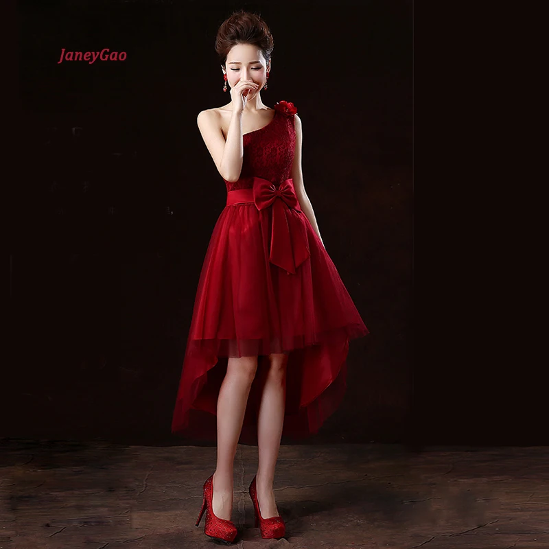 

JaneyGao Prom Dresses Short 2019 New Style Women Formal Dress For Prom Party One Shoulder Low Hight Front Short Long Back Style