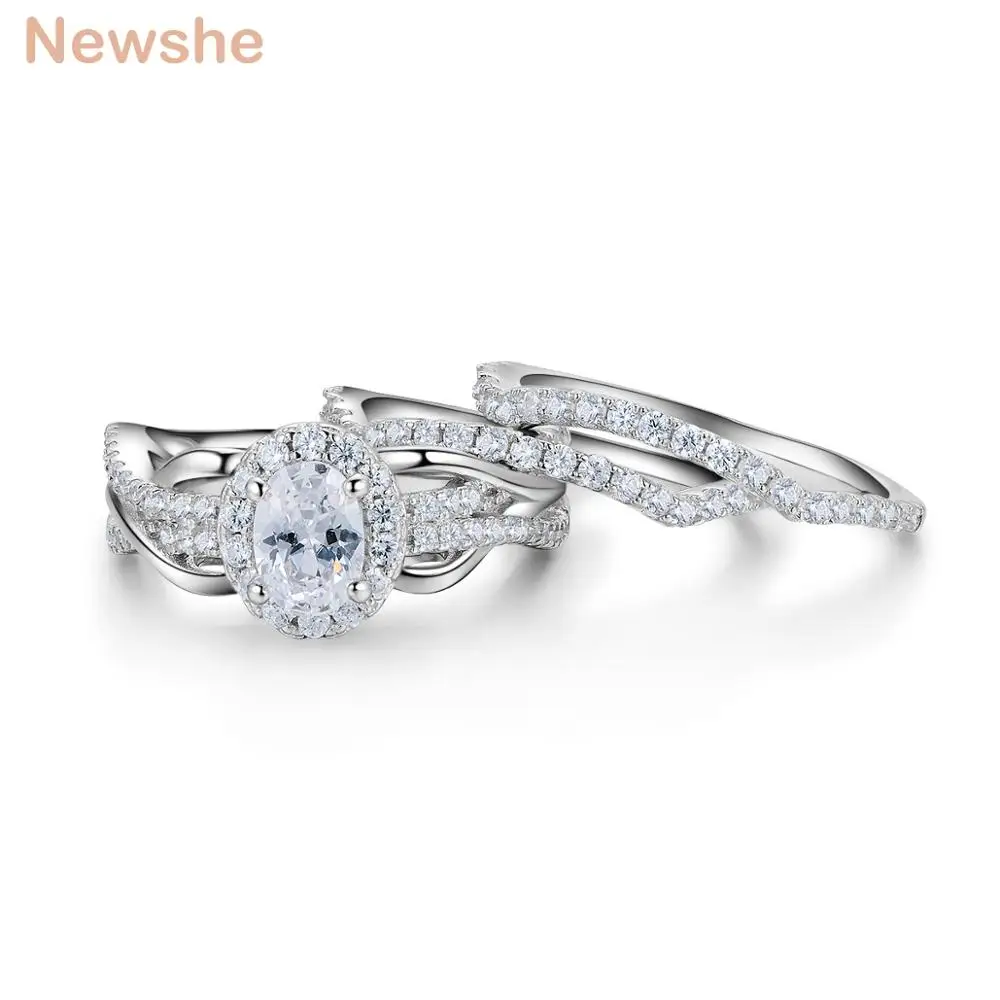 Newshe Wedding Bands for Women Eternity Rings 925 Sterling Silver 1.4Ct Round Pear Oval Cz Size 5-10