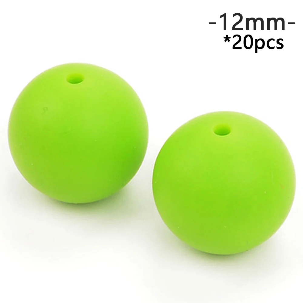 LOFCA, 12 мм, круглая форма, 20 шт./лот, силиконовые бусины для прорезывания зубов, для DIY, для кормления, ожерелья, пищевого качества, жевательные бусины - Цвет: chartreuse