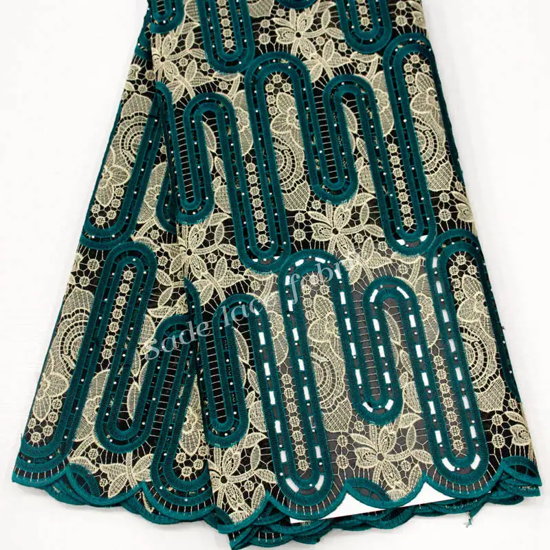 Африканская кружевная ткань органза ручного раскроя французская сетчатая вышивка Тюлевое кружево с пайетками ткань для нигерийского свадебного платья RG958 - Цвет: 22