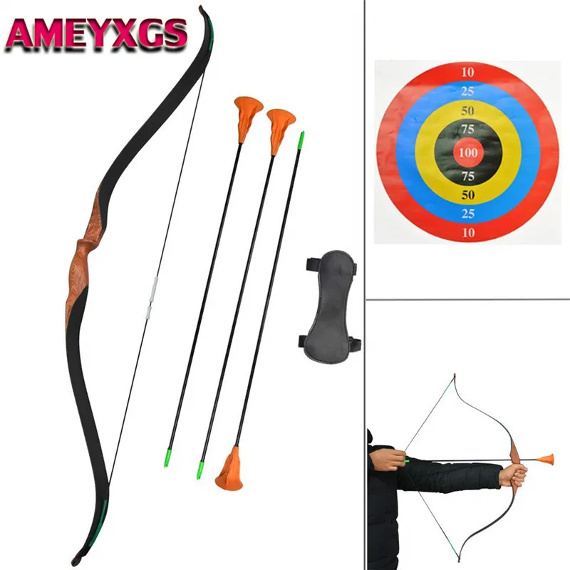 

1Set Youth Recurve Bow Set Children Junior Kids Bow Sets 3 Suction Cup Arrows For Practice Shooting Archery Accessories