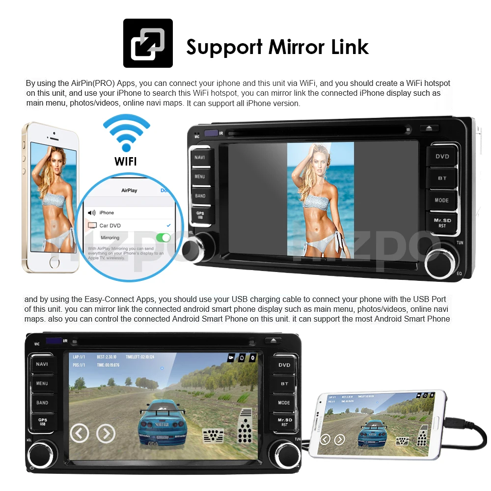 Perfect Universal 2Din CarDVD Android9.0 Radio Multimedia Player Fit Toyota 2GB+16G GPS Navigation Fast Boot TPMS DVR DAB+SWC BT DVBT SD 4