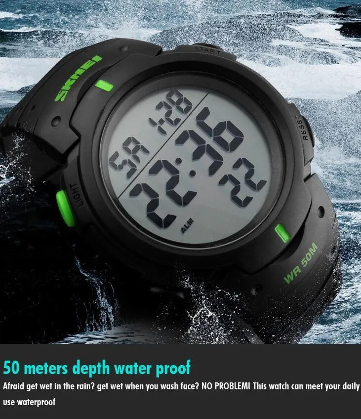 SKMEI Luxury Brand Outdoor Sports Watches Men Waterproof Digital LED Military Watch Men Casual Electronics Wristwatches