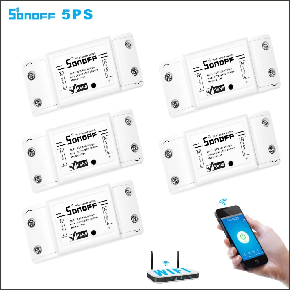 Sonoff 5pcs Wireless Wifi Switch Universal Smart Home Automation Module Timer Diy Wifi Switch Remote Controller