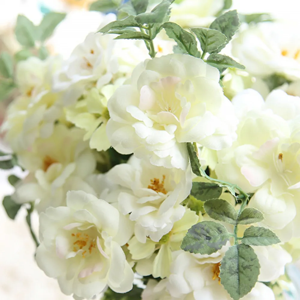 Искусственная чайная роза букет моделирования растений для свадьбы домашний стол Сад брак украшения - Цвет: C