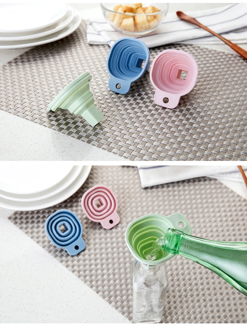 TUUTH Square Protable Mini Silicone Funnel Foldable Style Funnel Hopper Kitchen Cooking Tools Accessories Gadget B2