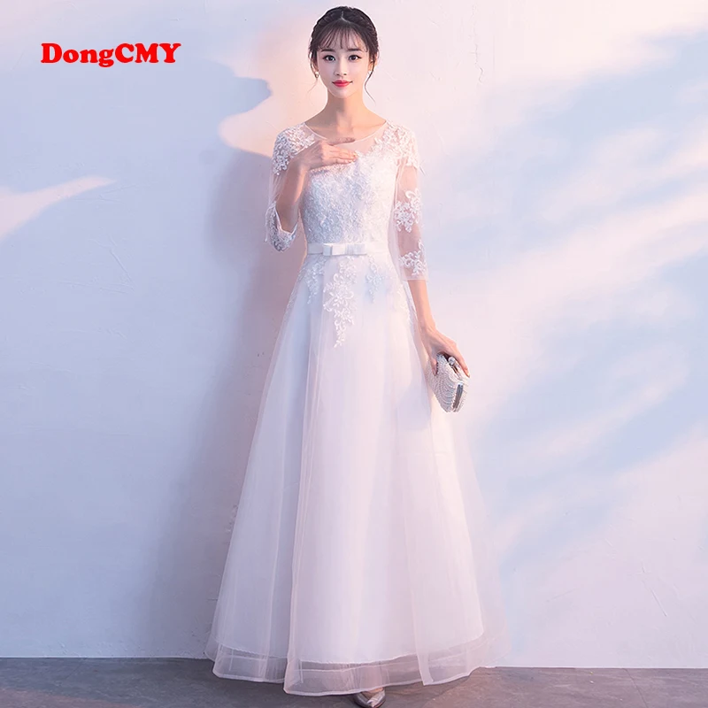 

DongCMY Prom Dresses Long White Color Lace Flower Women Married Party Dress Gown