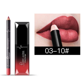

Pudaier Perfect Matte Lip Gloss + Lipliner Set Waterproof Long Lasting Lip Tint liner Pencil Combination Non-stick Cup Lipgloss