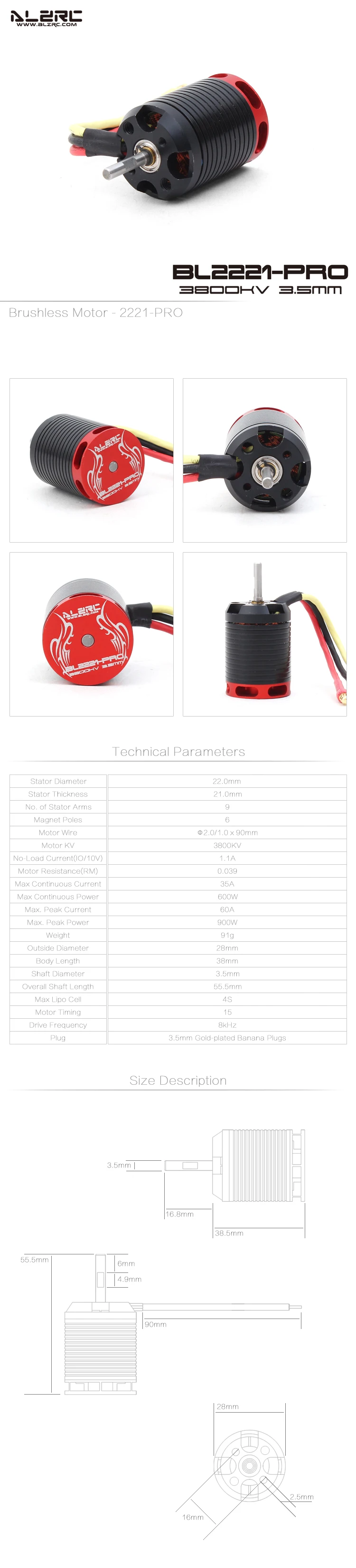 1 шт. ALZRC-Devil 450 Pro части вертолета бесщеточный мотор 2221-PRO 3800KV BL2221-PRO с высоким качеством запасных частей RC